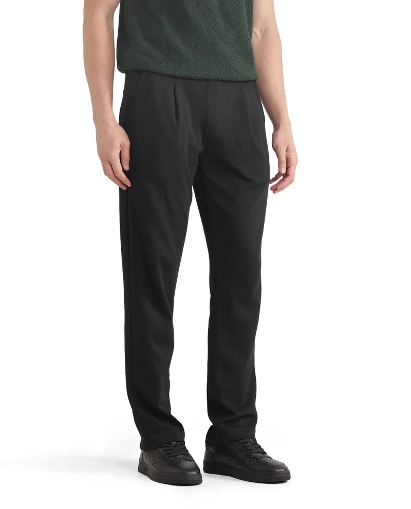 Rare Rabbit Men's Cotton Regular Fit Solid Trouser