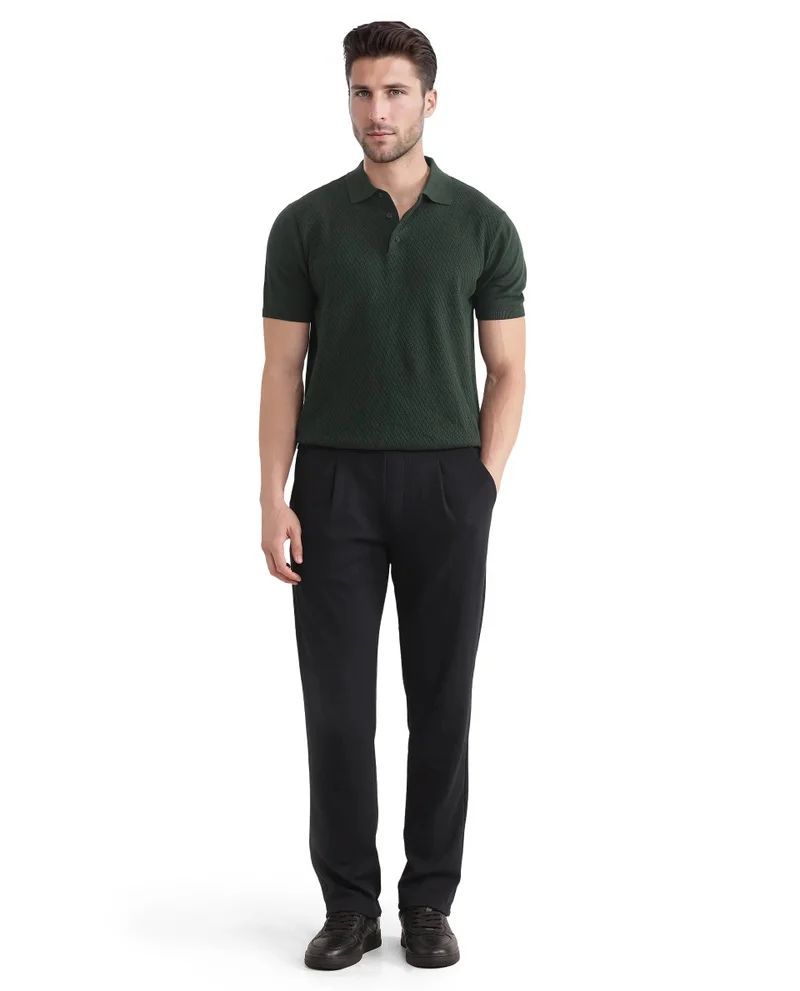 Rare Rabbit Men's Cotton Regular Fit Solid Trouser