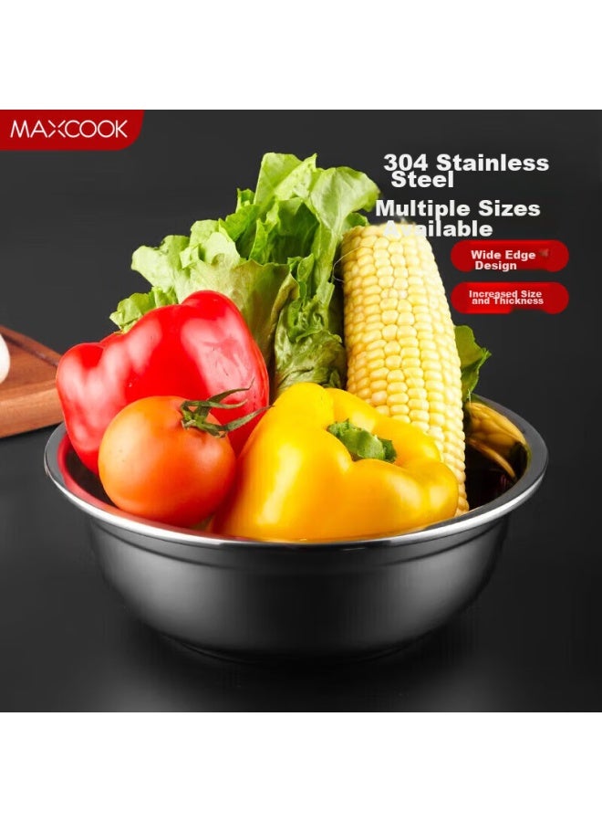 MAX COOK وعاء حساء سميك من الفولاذ المقاوم للصدأ 304 مقاس 24 سم من ميشون (ماكسكوك)، وعاء لغسل الخضار، وعاء للتوابل، ووعاء لخلط العجين Mcwatp24، موسع وعميق - Image 1