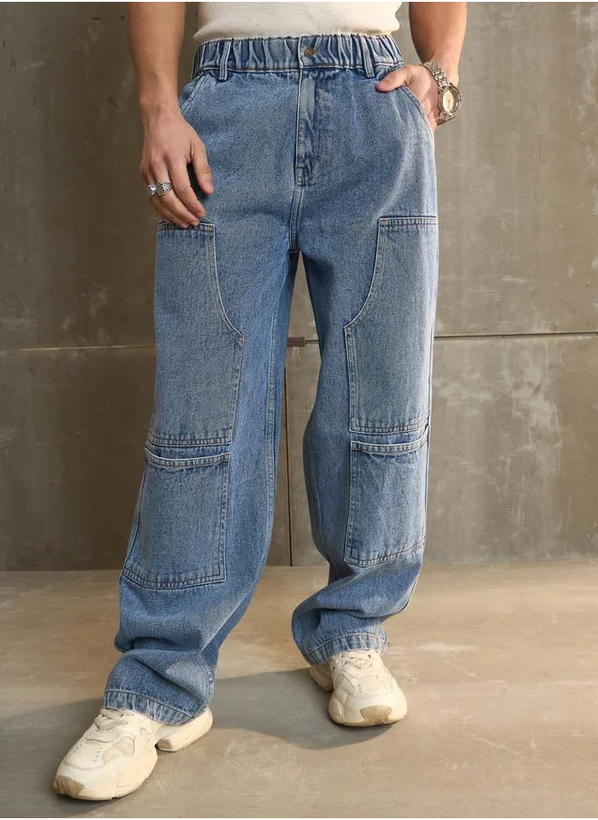 SASSAFRAS Sassafras Washed Wide Leg Carpenter Jeans
