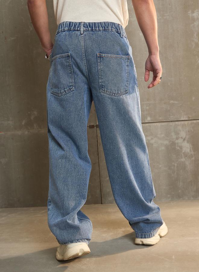 SASSAFRAS Washed Wide Leg Carpenter Jeans - Image 5