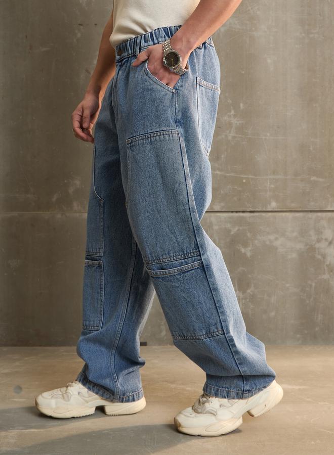 SASSAFRAS Washed Wide Leg Carpenter Jeans - Image 3