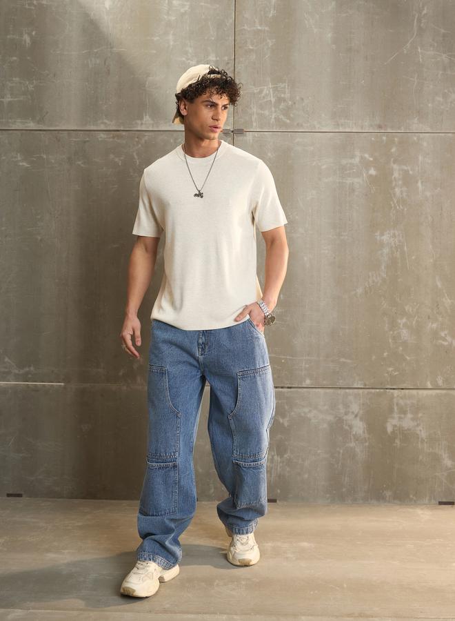 SASSAFRAS Washed Wide Leg Carpenter Jeans - Image 2