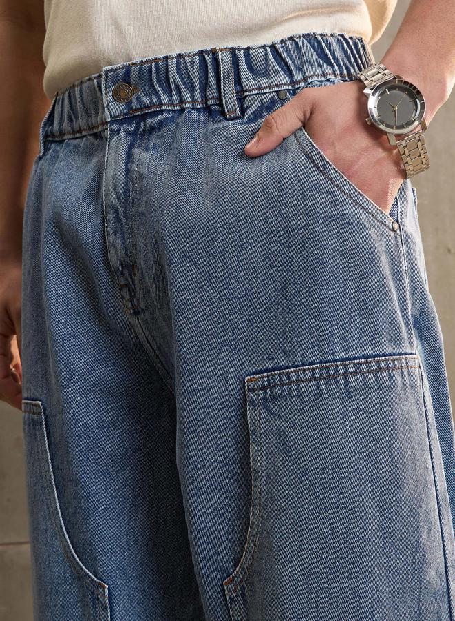 SASSAFRAS Washed Wide Leg Carpenter Jeans - Image 4