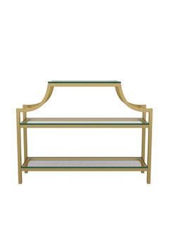 Steel Console Table with Glass Top & Storage Shelf Gold 83x109x30cm - pzsku/ZA7DA192E446FA2F009FFZ/45/_/1718435632/481e75fb-4b27-494c-b373-944b61df0f23