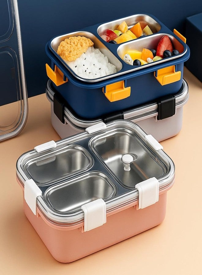 Lynacz Original 700ml Stainless Steel Lunch Box with 3 Compartments Leak-Proof, Travel-Friendly Bento Food Container Durable, Rust-Free & Easy to Clean - Image 3