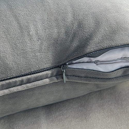 Blue Monkey Soft Velvet Cushion Cover Soft Throw Pillow Cover Pack of 2, Solid Square Cushion Case (18x27, Grey) - Image 2