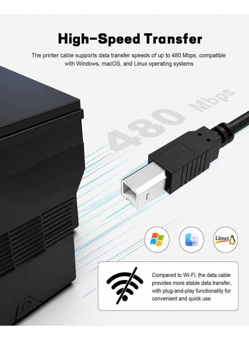 FUJISHKA 480Mbps USB Printer Cable for Printers and Scanners - 10m Black - Image 4