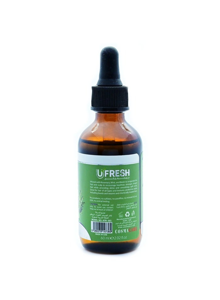 U fresh Rosemary Mint Scalp & Hair Strengthening Oil Infused W/Biotin & Encourages Growth 60 ml 3 pieces  - Image 2