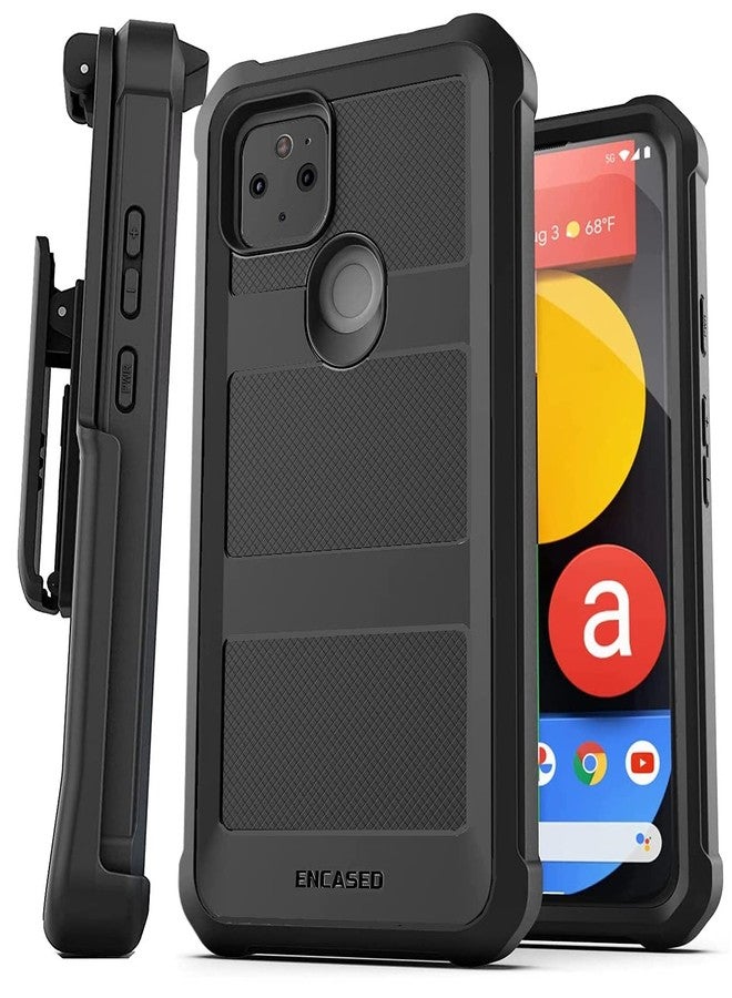 إنكاسد جراب فالكون أرمور المُصمم خصيصًا لهاتف Pixel 5a 5G، مزود بمشبك حزام، جراب حماية كامل للجسم مع حافظة (Google Pixel 5a) أسود - Image 1