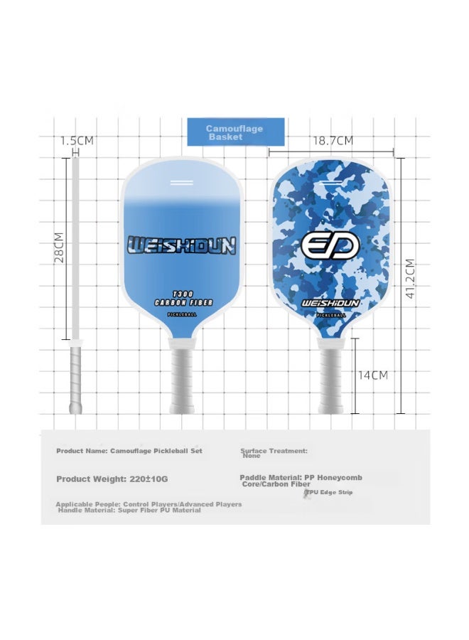 Weishidun Pickleball Racket Set, Camouflage, Carbon Fiber T300pickleball, Indoor And Outdoor Sports Equipment - Image 3
