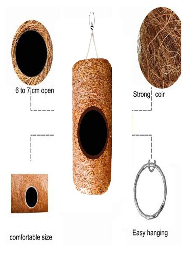 LIVEONCE Safest Vertical Cylinder Bird nest Purely Handmadelove Birds/Sparrow/Small Birds-Natural Color - Image 3