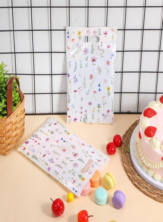 Psiriol 50 Pcs Wildflower Party Favor Bags, Reusable Summer Floral Plastic Treat Candy Goodie Treat Gift Bags, Vintage Wildflower Party Favor Bag with Handle for Baby Shower Wedding Birthday Supplies Colorful - Image 4