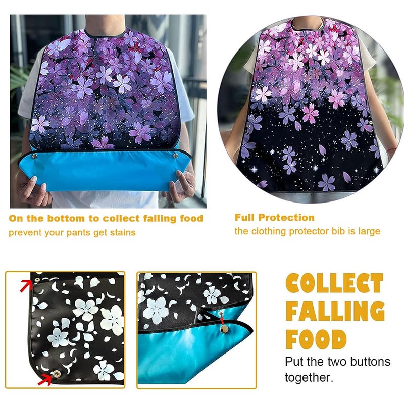 VOPHIA 1 Pcs Adult Bibs for Women Washable Bib Reusable Waterproof Clothing Protector with Optional Crumb Catcher - Image 4