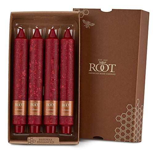 Root Candles Unscented Dinner Candles Premium Beeswax Blend Boxed Candle Set, 9-Inch, Garnet, 4-Count - Image 5