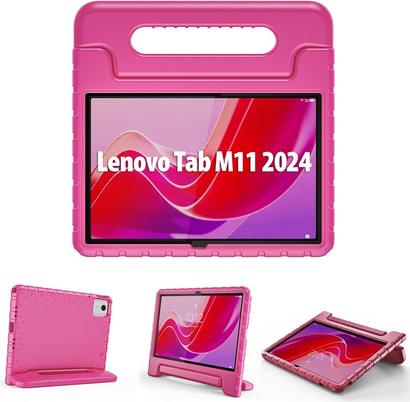 Procases Kids Case For Lenovo Tab M11 2024 Tb330Fu, Shockproof Lightweight Kids Friendly Case With Convertible Handle Stand For Girls Boys Children Toddler Baby -Magenta - Image 1