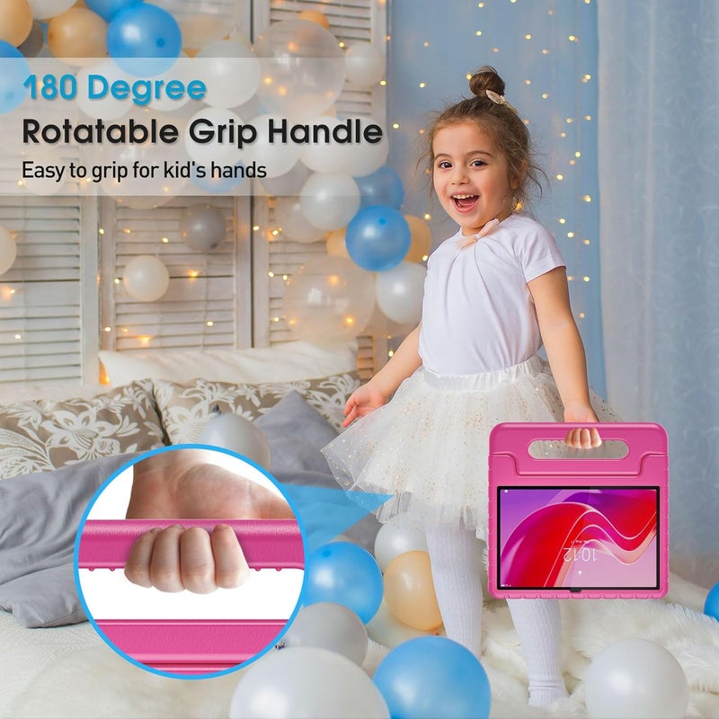 Procases Kids Case For Lenovo Tab M11 2024 Tb330Fu, Shockproof Lightweight Kids Friendly Case With Convertible Handle Stand For Girls Boys Children Toddler Baby -Magenta - Image 4