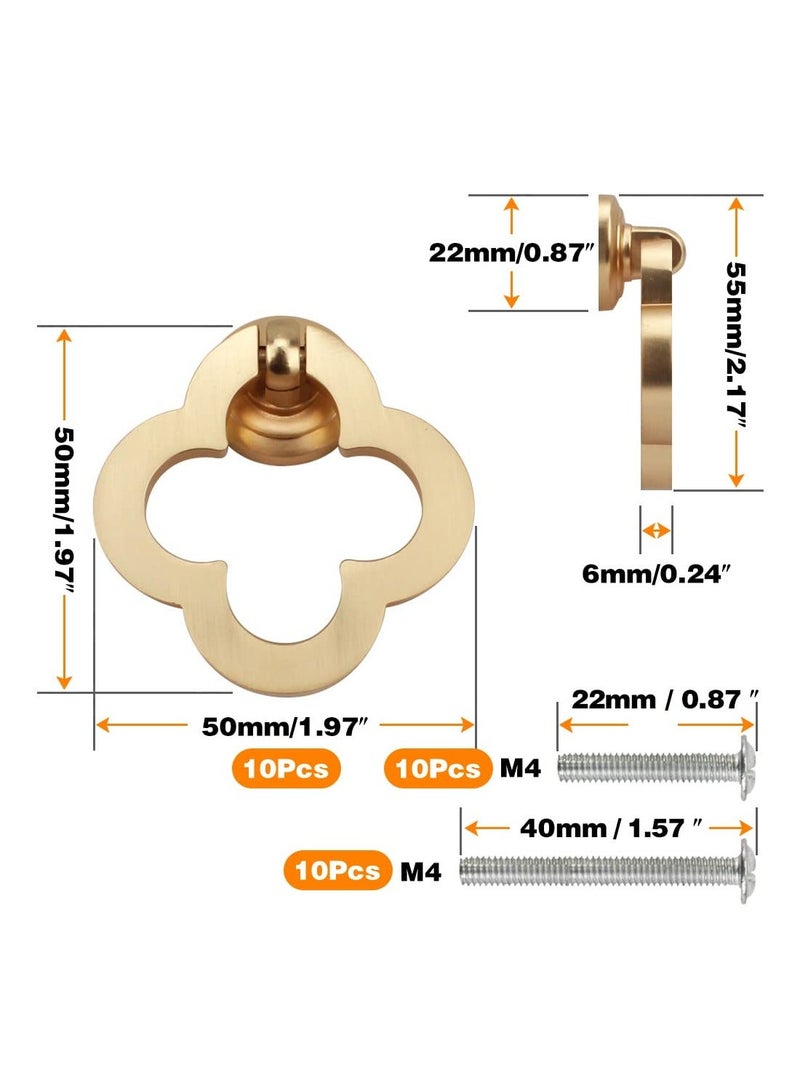 XiuWoo 10PCS 55mm Zinc Alloy Cupboard Knobs, Cabinet Drawer Knobs Set Durable Dresser with Screws Bathroom for Kitchen,Bathroom (10, Gold) - Image 4