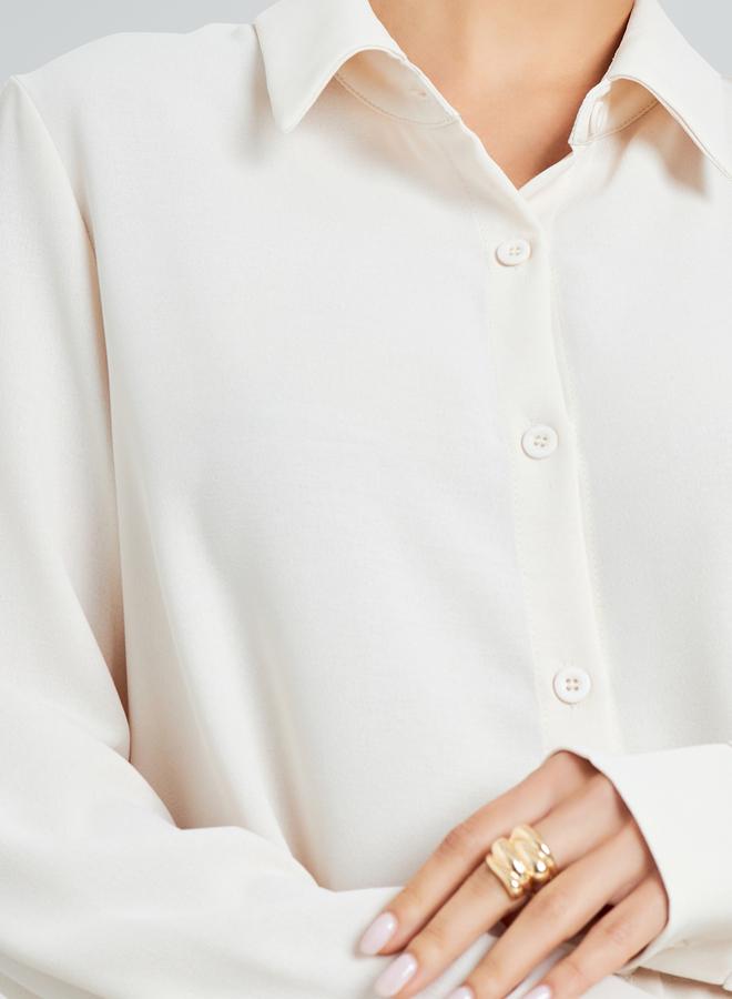 Amirah Cream Oversized Shirt and Wide Leg Pants Modest Set - Image 4