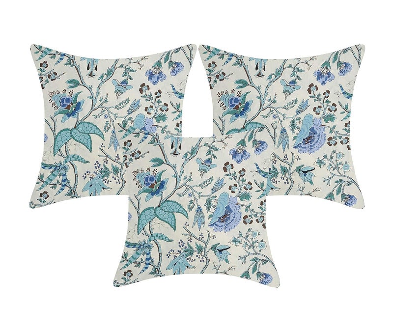 Texstylers Pure Cotton 16x16 Inch Assorted Reversible 150 TC Jaipuri Print Cushion Cover