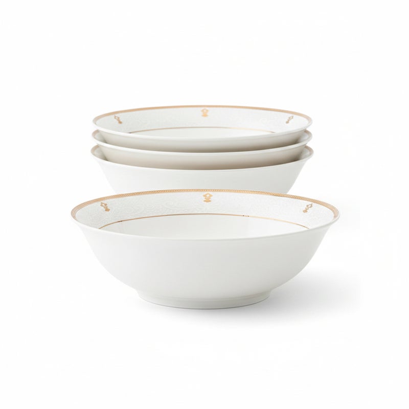 Shallow ZAYA New Bone China Bowl 14 cm – Elegant White Multipurpose Bowl for Soups, Desserts & Sides, Premium Tableware for Daily Use, Brunch, Ramadan, Eid, Diwali & Gifting (Set of 4) - Image 1