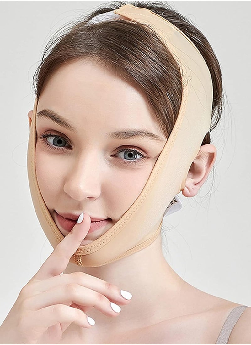 Generic - A face and chin corset is a product used to slim the face and chin, and it can also be used after plastic surgery. This corset is reusable, making it a practical and economical product. In beige - Image 1