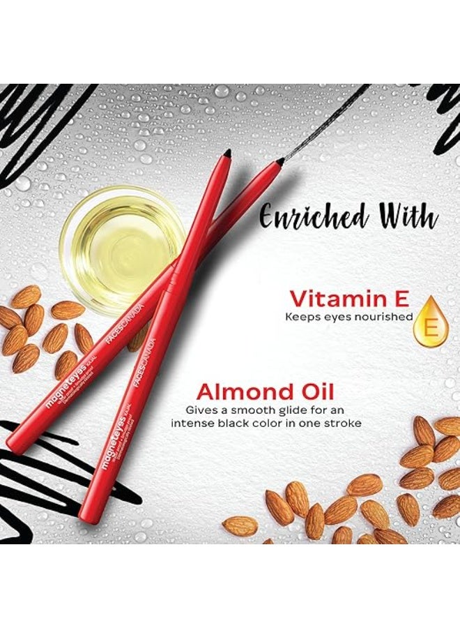 FACESCANADA Magneteyes Kajal Stick - Black, 0.35 Gm | 24 Hr Long Stay | One Stroke Smooth Glide | Waterproof, Smudgeproof & Fadeproof | Deep Matte Finish | Enriched With Almond Oil & Vitamin E - Image 4