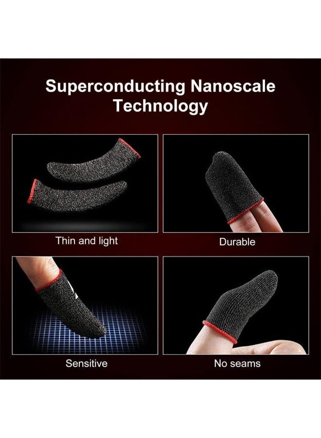 2Pairs Gaming Finger Sleeves,High-Sensitive Anti-Sweat Breathable Seamless Finger Sleeve,Ultra Thin Silver Fiber Mobile Game Controller Fingertips Sleeves Gamer Gloves for Knives Out-Red - Image 5