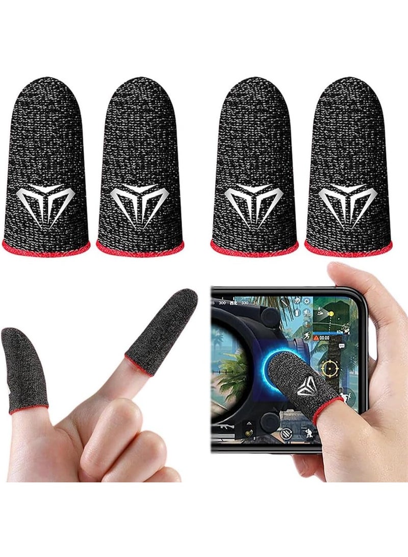 2Pairs Gaming Finger Sleeves,High-Sensitive Anti-Sweat Breathable Seamless Finger Sleeve,Ultra Thin Silver Fiber Mobile Game Controller Fingertips Sleeves Gamer Gloves for Knives Out-Red - Image 1