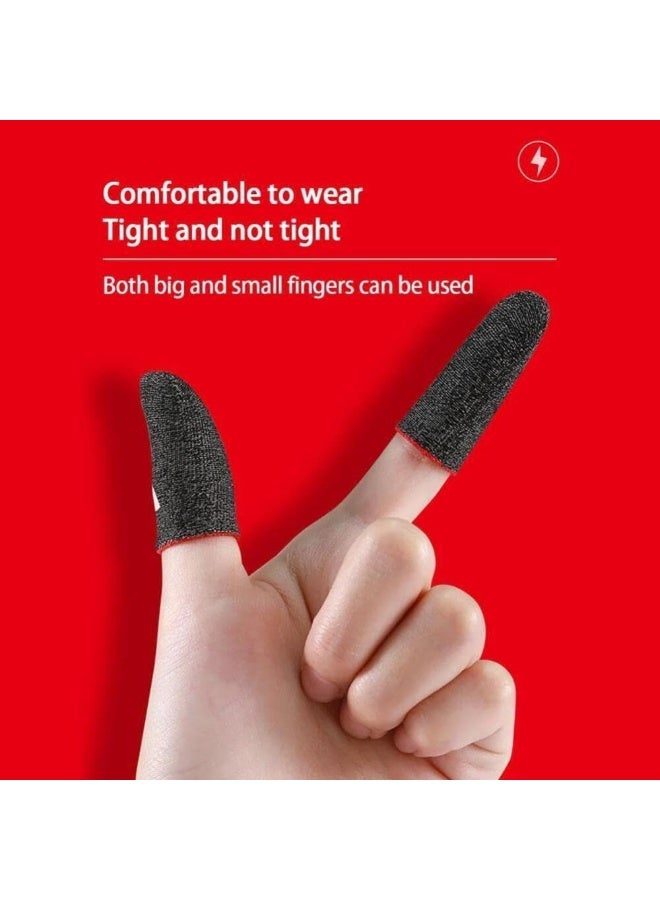 2Pairs Gaming Finger Sleeves,High-Sensitive Anti-Sweat Breathable Seamless Finger Sleeve,Ultra Thin Silver Fiber Mobile Game Controller Fingertips Sleeves Gamer Gloves for Knives Out-Red - Image 3