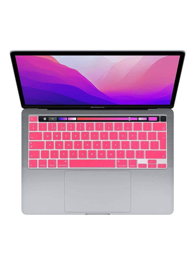 O Ozone Keyboard Skin For MacBook Pro 16 inch 13 inch M1 Silicone Keyboard Cover A2338 A2289 A2251 A2141 English UK/EU Layout - Solid Pink 