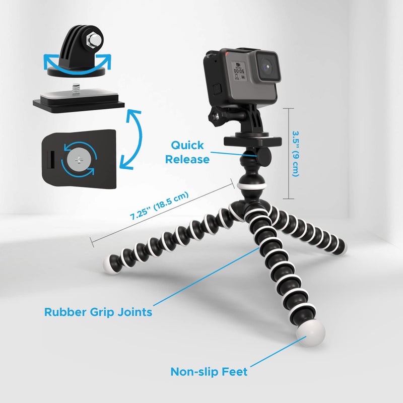 Digicharge 10â€˜â€™ Octopus Flexible Tripod Camera + Action Cam Mount Stand, Compatible with GoPro Lit Hero, Hero13 Max 2 Hero12 13 12 11 Mini 10 9 8 Fusion DJI Osmo Action 5 Akaso Brave Apeman Cam - Image 2