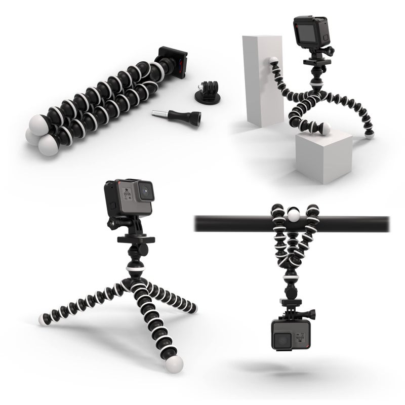 Digicharge 10â€˜â€™ Octopus Flexible Tripod Camera + Action Cam Mount Stand, Compatible with GoPro Lit Hero, Hero13 Max 2 Hero12 13 12 11 Mini 10 9 8 Fusion DJI Osmo Action 5 Akaso Brave Apeman Cam - Image 1
