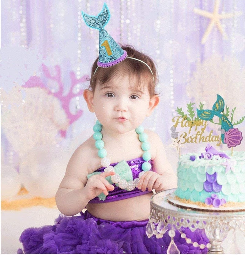 Festiko®Glitter Mermaid Cake Topper Happy Birthday Cake Picks Mermaid Cake Decoration for Mermaid Birthday Party Supplies - Image 4
