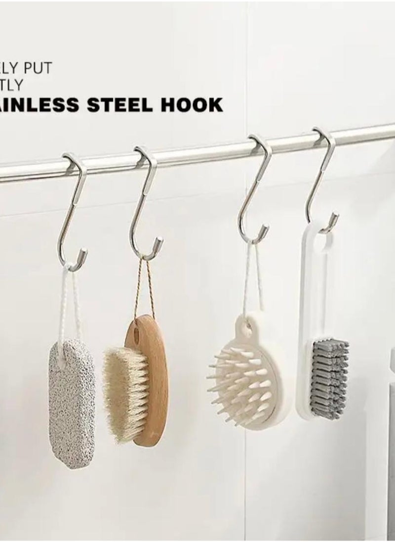 CleanWave - The Pure Effect Black Stainless Steel Double S-Shaped Hook – No-Drill, Heavy-Duty Hanger for Kitchen, Bathroom, & Cabinet Doors – Space-Saving Towel & Coat Holder  - Image 4