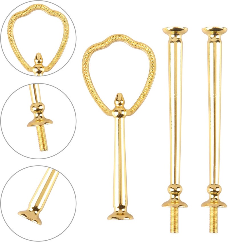 Happy Will 3 Tier 14" Heavy Metal Cake Stand Holder Fruit Plate Stand Fitting Hardware Rod with Stylus (Golden_New_Shield) - Image 2