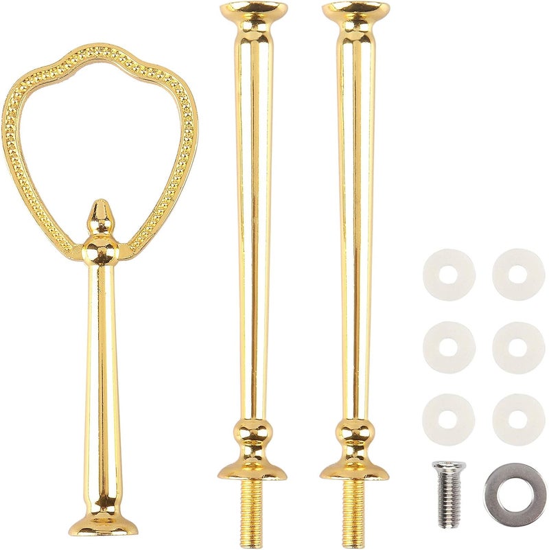 Happy Will 3 Tier 14" Heavy Metal Cake Stand Holder Fruit Plate Stand Fitting Hardware Rod with Stylus (Golden_New_Shield) - Image 1