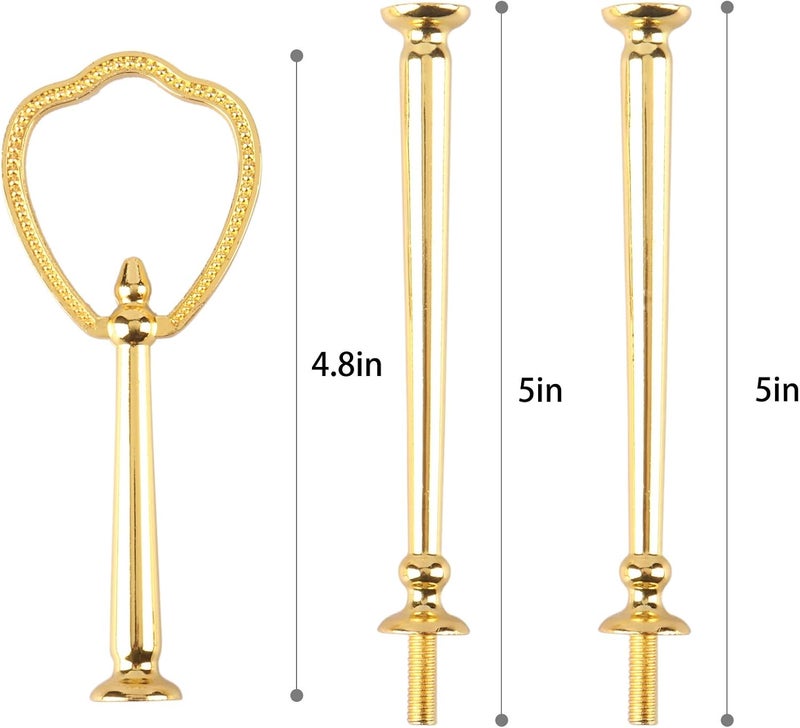 Happy Will 3 Tier 14" Heavy Metal Cake Stand Holder Fruit Plate Stand Fitting Hardware Rod with Stylus (Golden_New_Shield) - Image 3