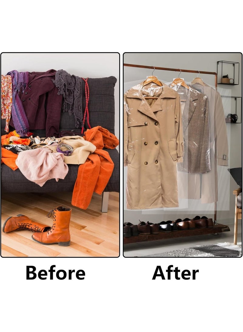 Bukela 100 Pack Clear Garment Bags, Hanging Garment Bags, Plastic Clear Clothes Covers, Waterproof and Dustproof, for Home Storage Clothing Stores & Travel, 60*100cm Hanging Closet Organizers - Image 3
