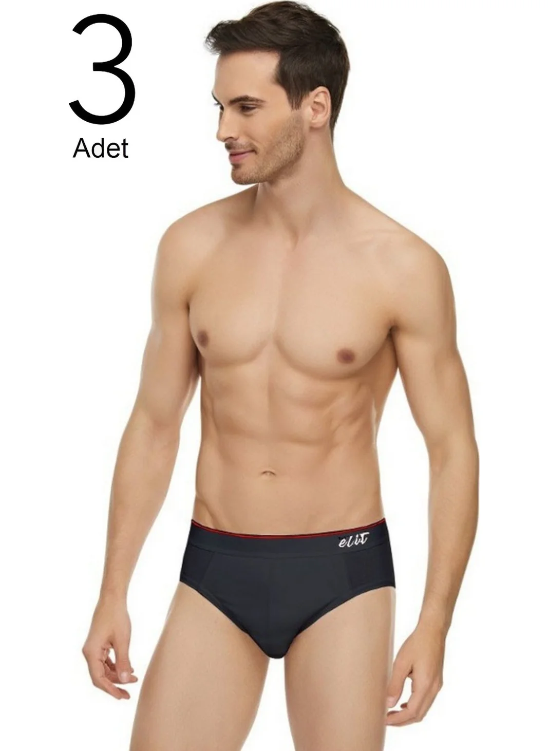 Tutku Elit 1351 Men's Briefs With Slip Belt Black 3 Pack