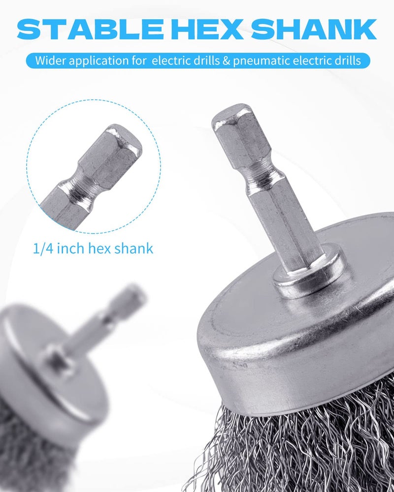 Rocaris 60 Pack Rocaris Carbon Steel Wire Wheel Brush Set - Cup  Wheel  And Pen Brushes With 1/4-Inch Hex Shank For Rust Removal  Corrosion And Scrub Surfaces - Image 5