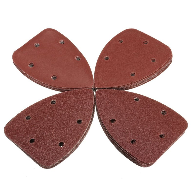 klarako Triangular Sandpaper 50PCS Triangle Sanding Discs Sandpaper 5 Hole 40/60/ 80/100/ 120/180/ 240/320/ 400/800 Grits Triangular Sanding Discs - Image 1