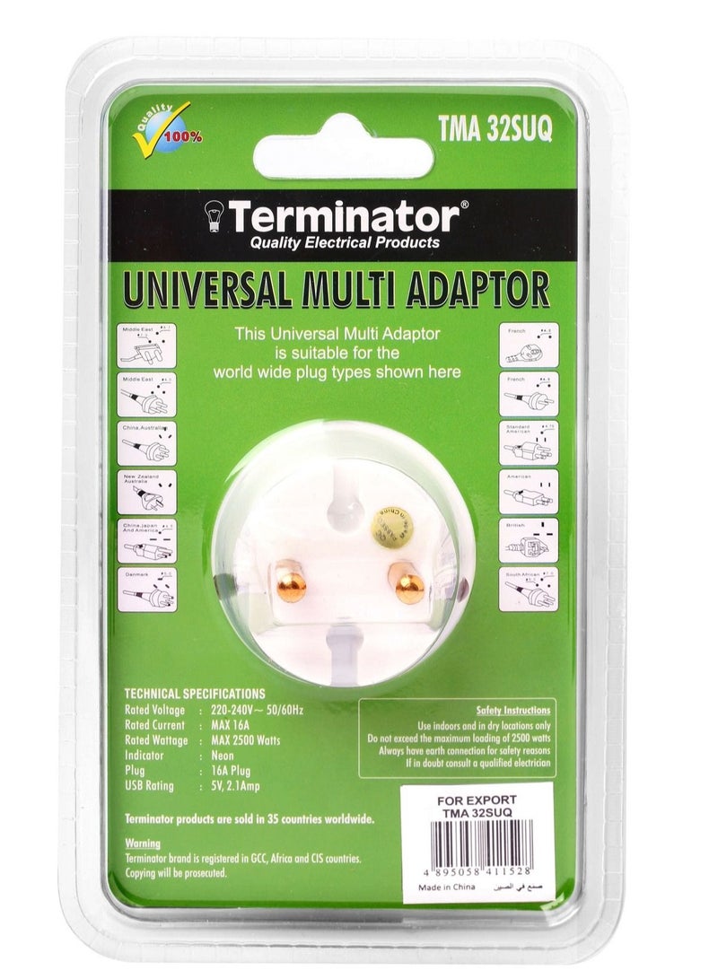 3 Pin and 2 Pin With 2 USB Port Flat Plug - Image 2