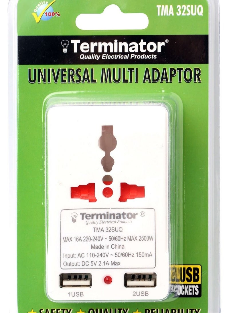 3 Pin and 2 Pin With 2 USB Port Flat Plug - Image 3