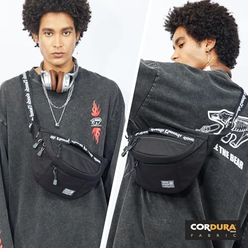 RE ROUGH ENOUGH Rough Enough Tactical Fanny Pack for Men Lightweight Waterproof Waist Bag Crossbody for Fishing Hiking Dog Walking (Black) - Image 2