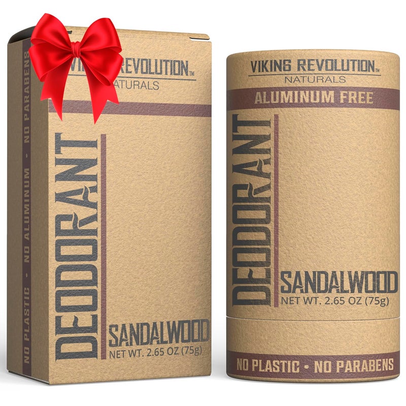 Viking Revolution Sandalwood Deodorant for Men - Aluminum Free with Shea Butter and Tapioca Starch - Stain- Free and Baking Soda-Free - Natural Deodorant for Men (2.65oz) - Image 1