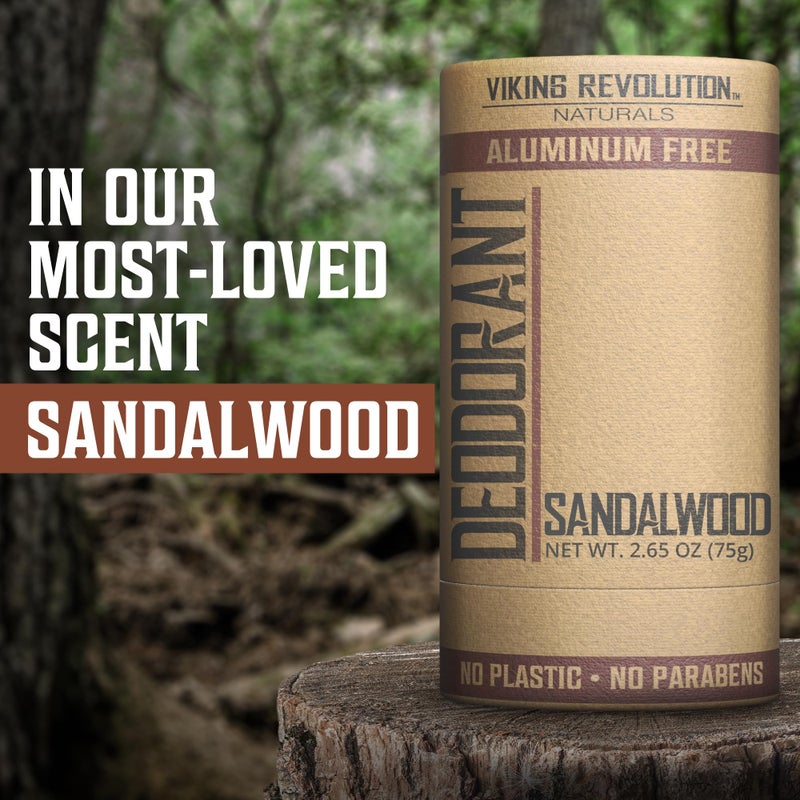 Viking Revolution Sandalwood Deodorant for Men - Aluminum Free with Shea Butter and Tapioca Starch - Stain- Free and Baking Soda-Free - Natural Deodorant for Men (2.65oz) - Image 3