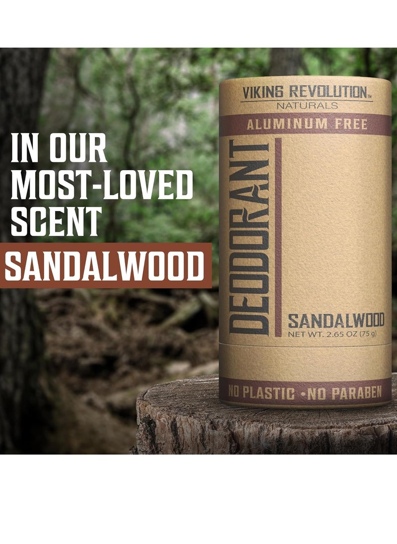 Viking Revolution - Viking Revolution Sandalwood Deodorant for Men - Deodorant Men Aluminum Free with Shea Butter and Tapioca Starch - Mens Deodorant Stain- Free and Baking Soda-Free - Natural Deodorant for Men (2.65oz) - Image 1