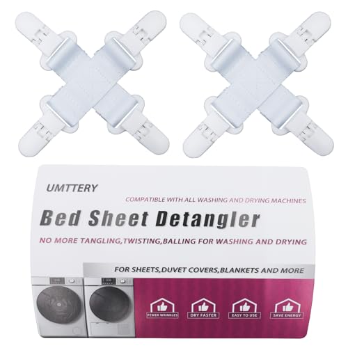 Umttery Bed Sheet Detangler Keep Bed SheetsDuvet CoversBlankets from Tangling Twisting Balling in Washer and Dryer 2 pcsWhite - Image 2