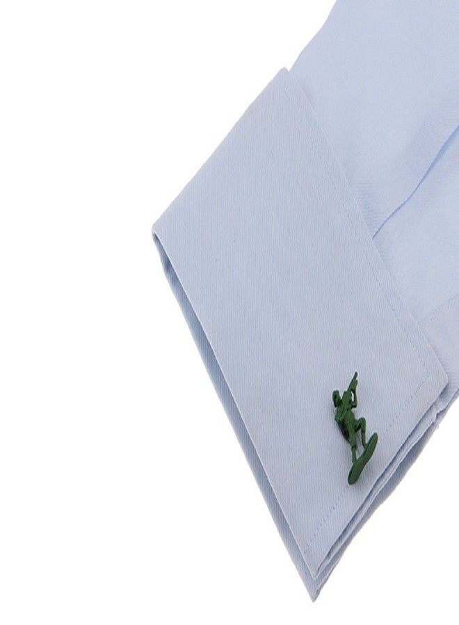 MRCUFF Army Men Green Soldier Rifle Military Marines Pair of Cufflinks in a Presentation Gift Box & Polishing Cloth - Image 3